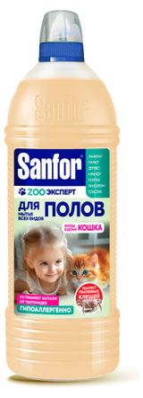 Изображение товара Средство для мытья полов Sanfor Универсальное Ультра блеск ZOO эксперт когда в доме кошка, 1 л