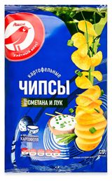Изображение товара Чипсы картофельные АШАН Красная птица со вкусом сметаны и лука, 120 г