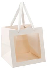 Изображение товара Сумка-пакет подарочный для цветов и подарков «Азалия Декор» с прозрачной вставкой белый крафт, 25x25x25 см