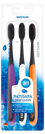 Изображение товара Зубная щетка Natusana Deep Clean Medium, 3 шт