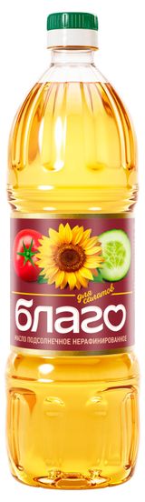 Изображение товара Масло подсолнечное «Благо» нерафинированное, 1 л.
