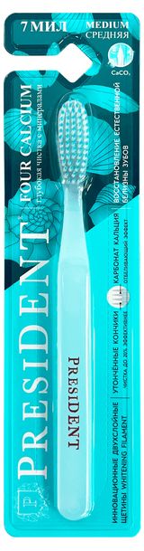 Изображение товара Зубная щетка President Four Calcium Medium, 1 шт