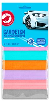 Изображение товара Салфетка для автомобиля АШАН Красная птица из микрофибры 30х30 см, 10 шт