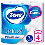 Изображение товара Туалетная бумага Zewa Deluxe Без аромата 3 слоя, 4 рулона
