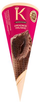 Изображение товара Мороженое молочное «Коркунов» Рожок Ореховое пралине, 68 г
