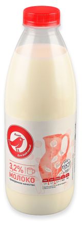 Изображение товара Молоко питьевое АШАН Красная птица пастеризованное 3,2% БЗМЖ, 900 мл
