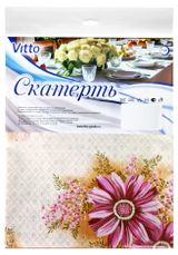 Изображение товара Скатерть Vitto розовые цветы на бежевом ПВХ, 130х110 см
