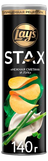 Изображение товара Чипсы картофельные Lay's STAX со вкусом нежной сметаны и лука, 140 г