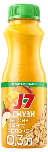 Изображение товара Продукт питьевой J7 Смузи Полезный завтрак яблоко персик и манго охлажденный, 300 мл