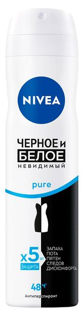 Изображение товара Дезодорант-антиперспирант спрей NIVEA Черное и Белое Невидимый Pure, 150 мл