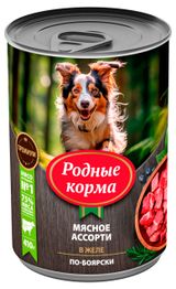 Изображение товара Консервы для собак «Родные корма» мясное ассорти в желе по-боярски, 410 г