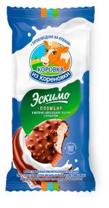 Изображение товара Мороженое пломбир «Коровка из Кореновки» в молочно-шоколадной глазури с фундуком эскимо 15%, 70 г