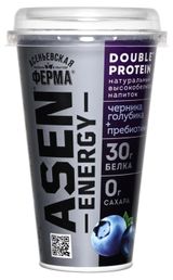 Изображение товара Напиток кисломолочный AsenEnergy высокобелковый обезжиренный со вкусом черника голубика БЗМЖ, 230 г