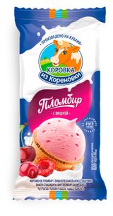 Изображение товара Мороженое сливочное «Коровка из Кореновки» Пломбир с вишней из ржаной муки ГОСТ, 100 г