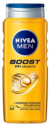 Изображение товара Гель для душа NIVEA MEN Boost 3в1 для тела лица и волос Германия, 500 мл