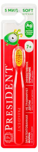 Изображение товара Зубная щетка детская President 7+, 1шт