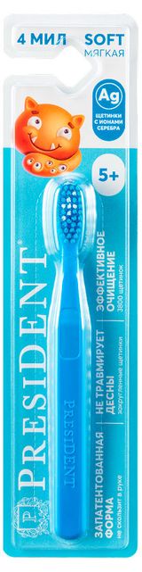 Изображение товара Зубная щетка детская President 5+ мягкая, 1 шт в ассортименте