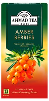Изображение товара Чай черный Ahmad Tea Amber Berries с ароматом облепихи в пакетиках, 25 шт х 1,8 г