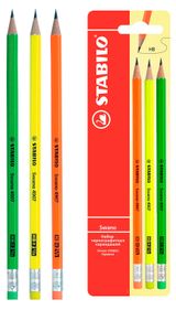 Изображение товара Набор карандашей чернографитовых Stabilo Swano HB с ластиком, 3 шт
