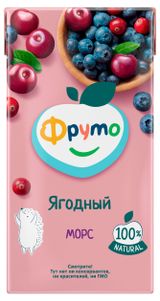 Изображение товара Морс «Фруто» клюква с черникой и вишней с 3 лет, 500 мл