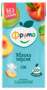Изображение товара Сок «Фруто» яблоко персик с мякотью с 3 лет, 500 мл