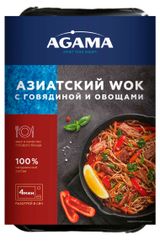 Изображение товара Готовое блюдо Agama Азиатский Wok с гречневой лапшой говядиной и овощами замороженное, 350 г