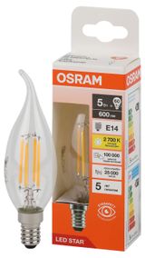 Изображение товара Лампа Osram LED STAR свеча 5W E14 теплый белый свет, 1 шт