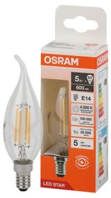 Изображение товара Лампа Osram LED STAR свеча 5W E14 нейтральный белый свет, 1 шт