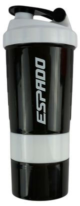 Изображение товара Шейкер спортивный Espado с венчиком черно-белый, 500 мл