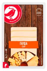 Изображение товара Сыр полутвердый АШАН Красная птица Гауда 45% нарезка БЗМЖ, 350 г