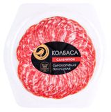 Изображение товара Колбаса сырокопченая полусухая АШАН Золотая птица Сальчичон тарелка нарезка, 80 г