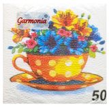 Изображение товара Салфетки бумажные Garmonia чашка чая с орхидеями 1 слой 24х24 см, 50 л