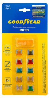 Изображение товара Предохранители автомобильные Goodyear Микро флажковые, 10 шт