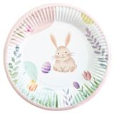 Изображение товара Тарелка одноразовая бумажная кролик пасхальный Пасха 18см, 6 шт