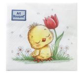 Изображение товара Салфетки одноразовые бумажные Bouquet двухслойные милый цыпленок 20х20 см, 30 шт