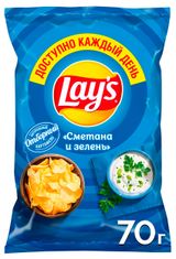 Изображение товара Чипсы картофельные Lay's сметана и зелень, 70 г