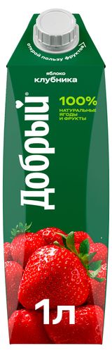 Изображение товара Напиток сокосодержащий «Добрый» Яблоко-Клубника, 1 л