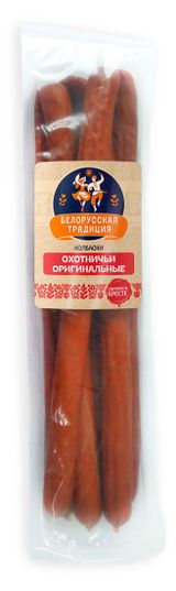 Изображение товара Мясные снеки Колбаски полукопченые «Белорусская традиция» Охотничьи оригинальные Беларусь, ~ 300 г