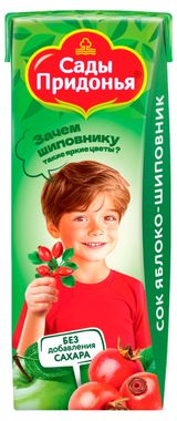 Изображение товара Сок «Сады Придонья» яблочный с шиповником с 6 месяцев, 200 мл