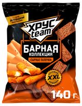 Изображение товара Сухарики ржано-пшеничные Хрусteam Сырные палочки, 140 г