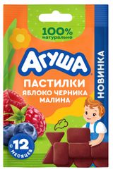 Изображение товара Фруктовые пастилки «Агуша» яблоко-черника-малина с 12 мес., 12 г