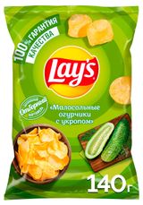 Изображение товара Чипсы картофельные Lay's со вкусом малосольные огурчики с укропом, 140 г