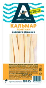 Изображение товара Кальмар горячего копчения «Атлантика» филе-ломтики, 80 г