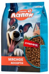 Изображение товара Корм сухой для собак «Хаппи Лаппи» Мясное ассорти, 2 кг
