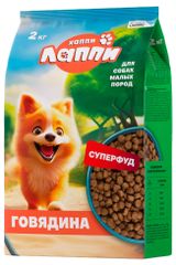 Изображение товара Корм сухой для собак «Хаппи Лаппи» для малых пород Говядина, 2 кг