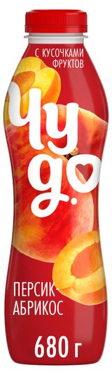 Изображение товара Йогурт питьевой «Чудо» Персик-Абрикос 1,9% БЗМЖ, 680 г