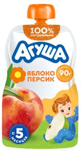 Изображение товара Пюре фруктовое «Агуша» яблоко-персик с 6 мес., 90 г