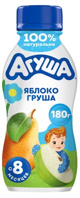 Изображение товара Йогурт питьевой детский «Агуша» яблоко-груша с 8 мес 2,7% БЗМЖ, 180 г