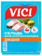 Изображение товара Сельдь VICI Домашняя в пряной заливке филе-кусочки, 150 г
