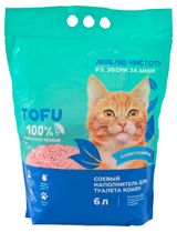 Изображение товара Наполнитель для кошачьего туалета Тофу розовый соевый комкующийся Китай, 6 л